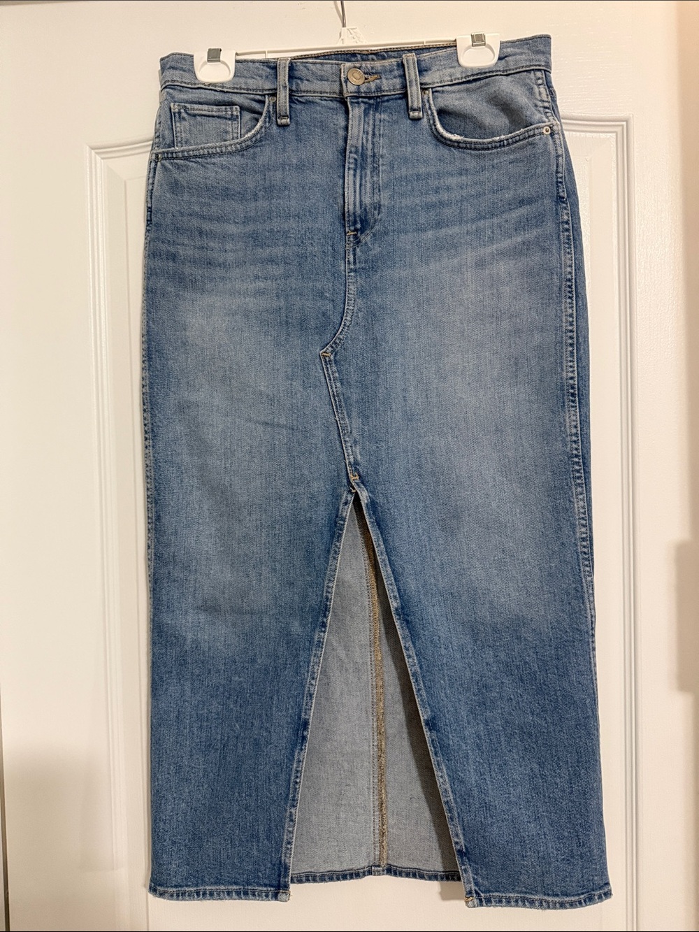 Hudson Jeans Light Blue Denim Midi Skirt with Front Slit